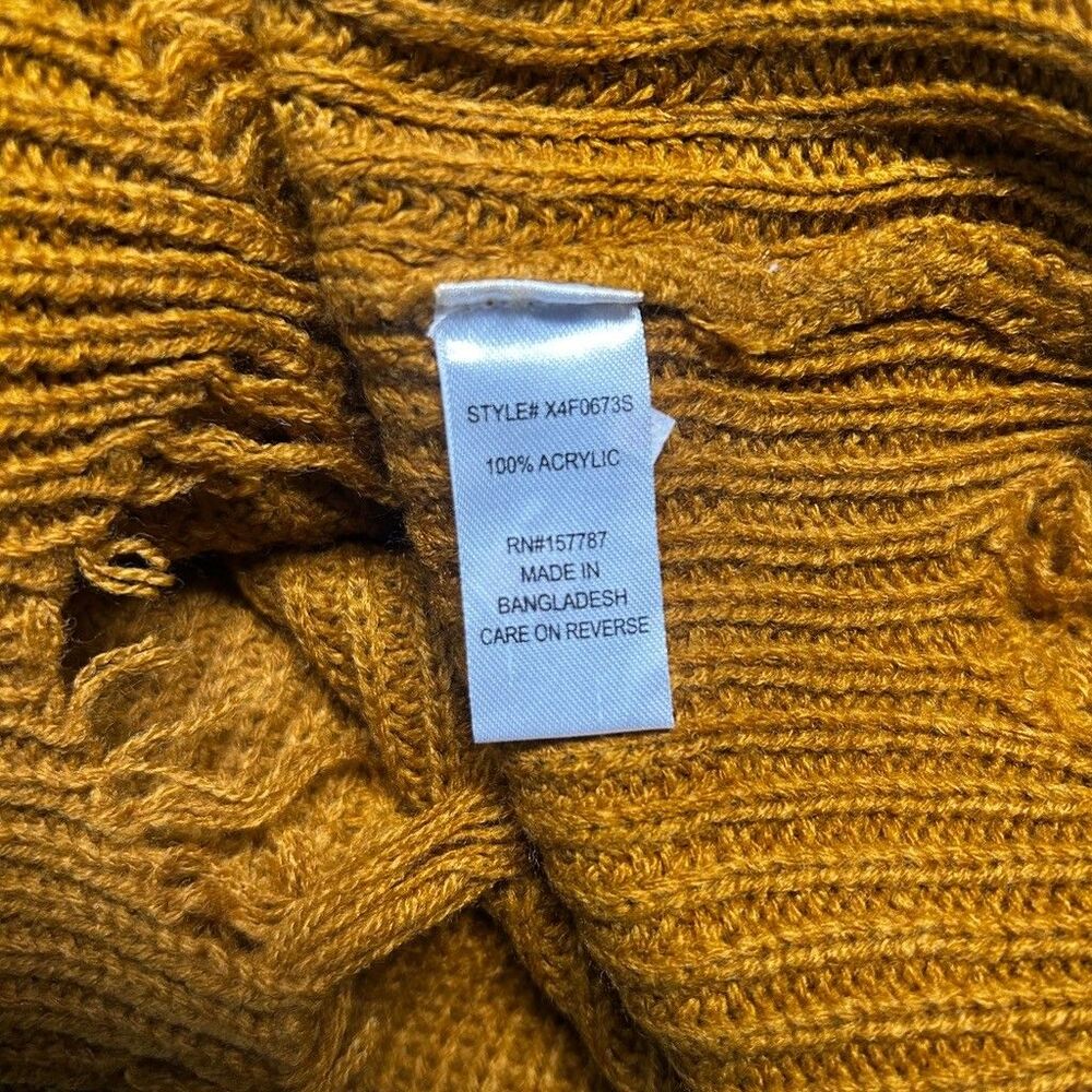 Full Circle Trends Mustard Yellow Distressed Cold Shoulder Sweater Womens 2X - Picture 9 of 10